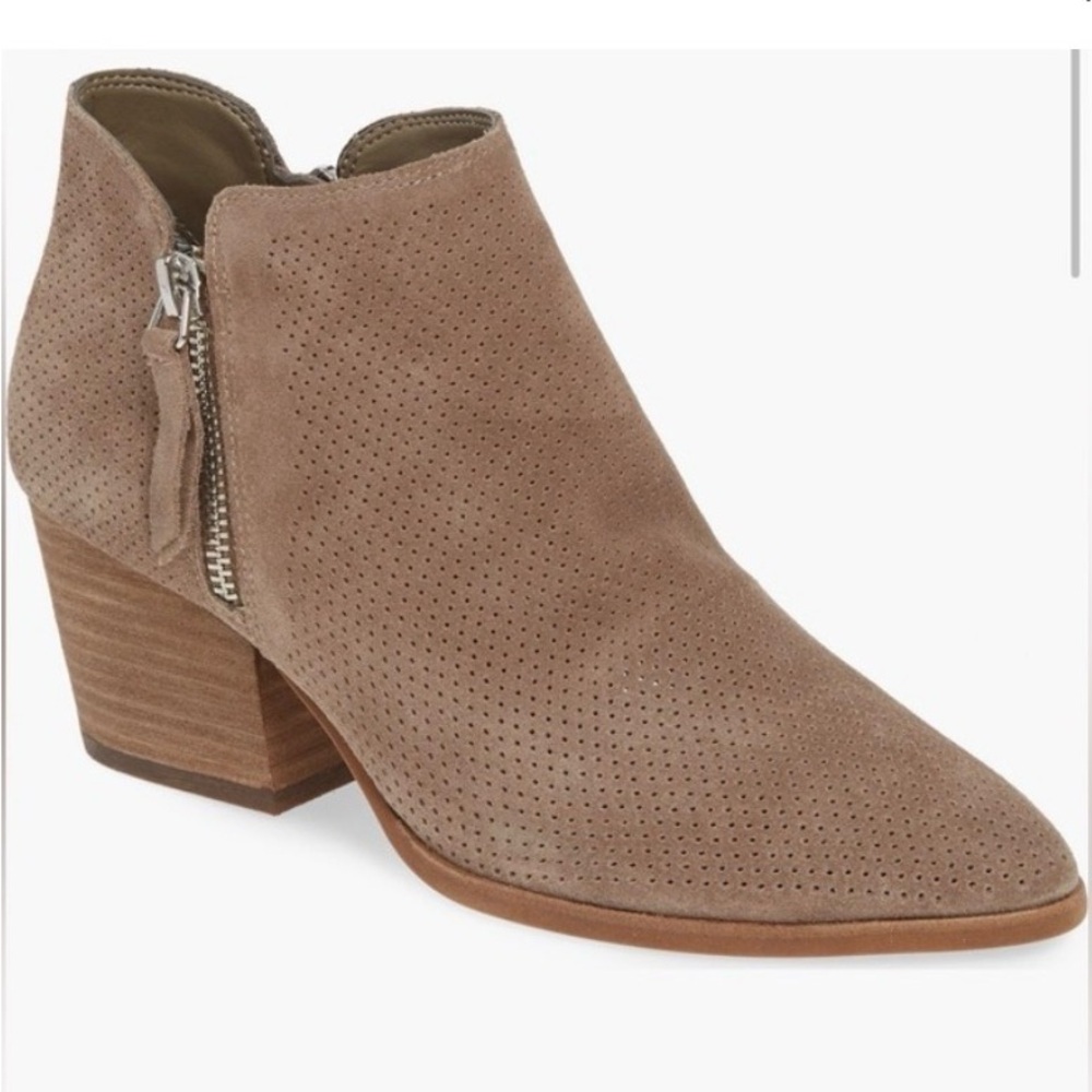 Vince Camuto Perforated Brown Ankle Booties